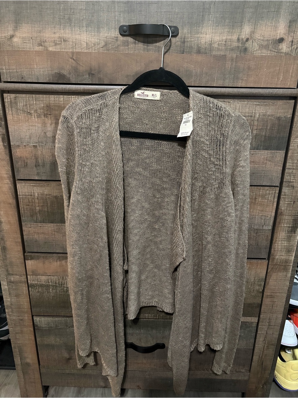 Hollister Women's Open-Front Taupe Knit Cardigan